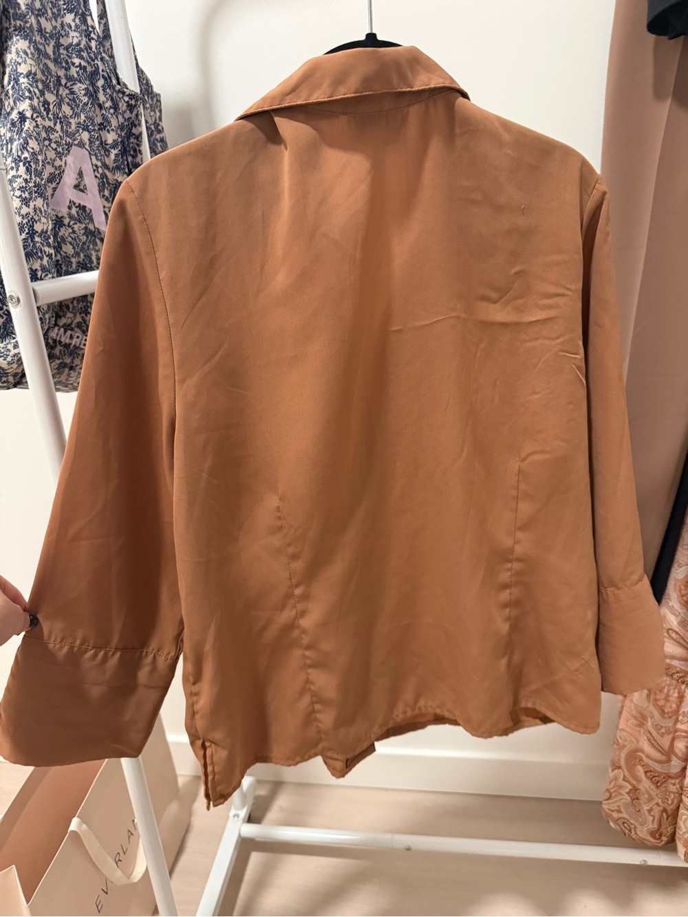 Anna Rust-Brown Button-Front Blouse - Picture 3 of 4